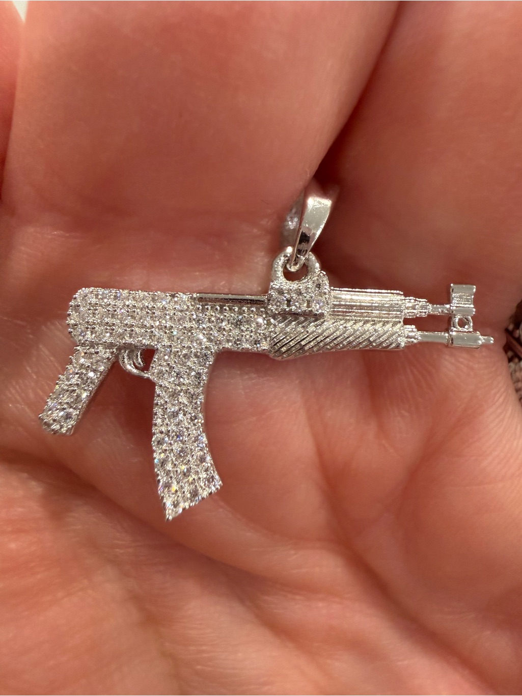 $300 Retail 0.75 Carat Moissanite Gun Pendant Necklace In 925 Sterling Silver